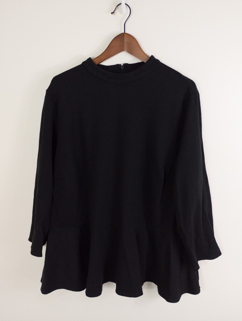 Lord & Taylor Black Mock Neck Peplum Knit Blouse Top Plus Size 3X